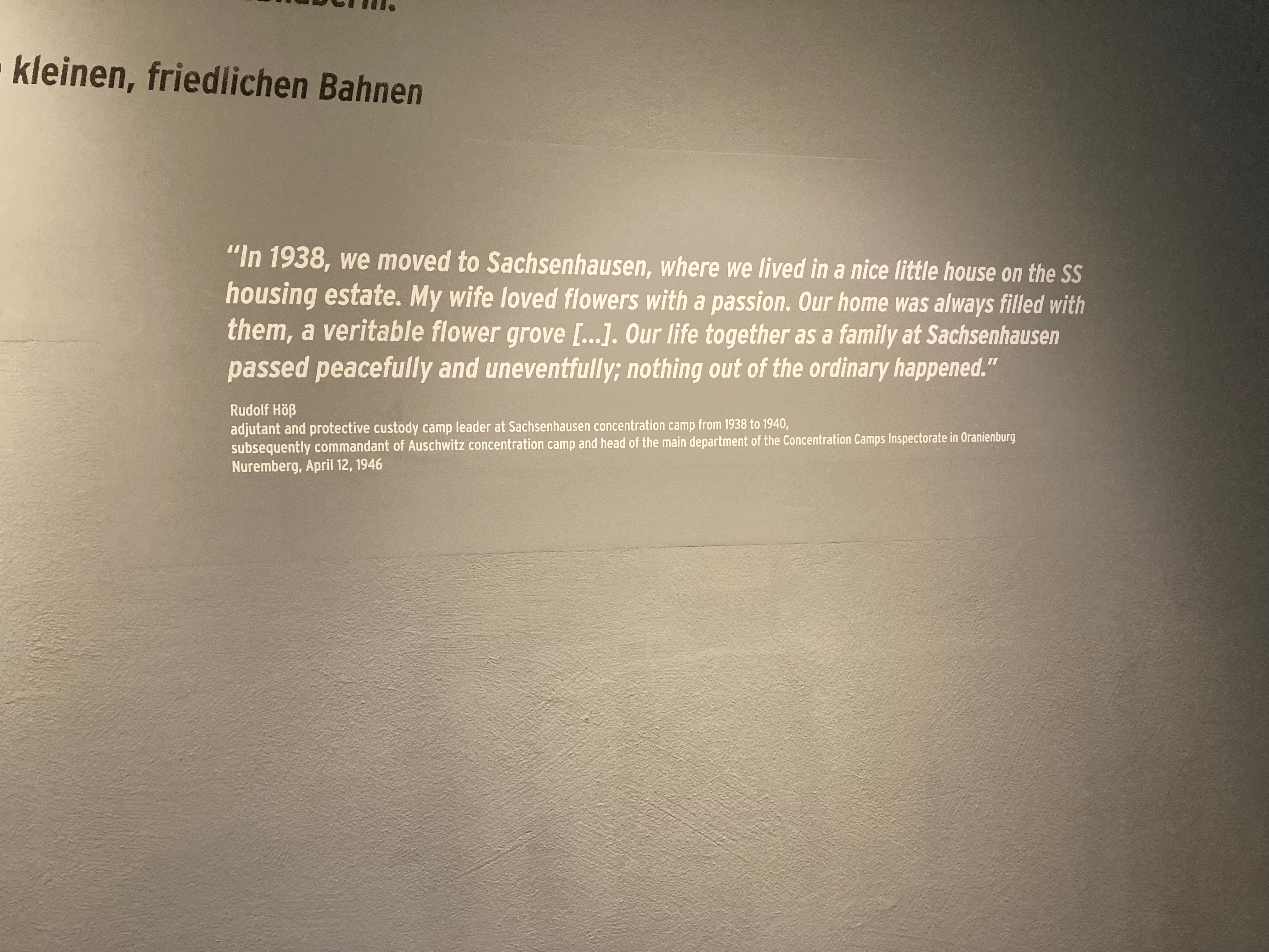 Rudolph Höß quote describing living conditions for staff